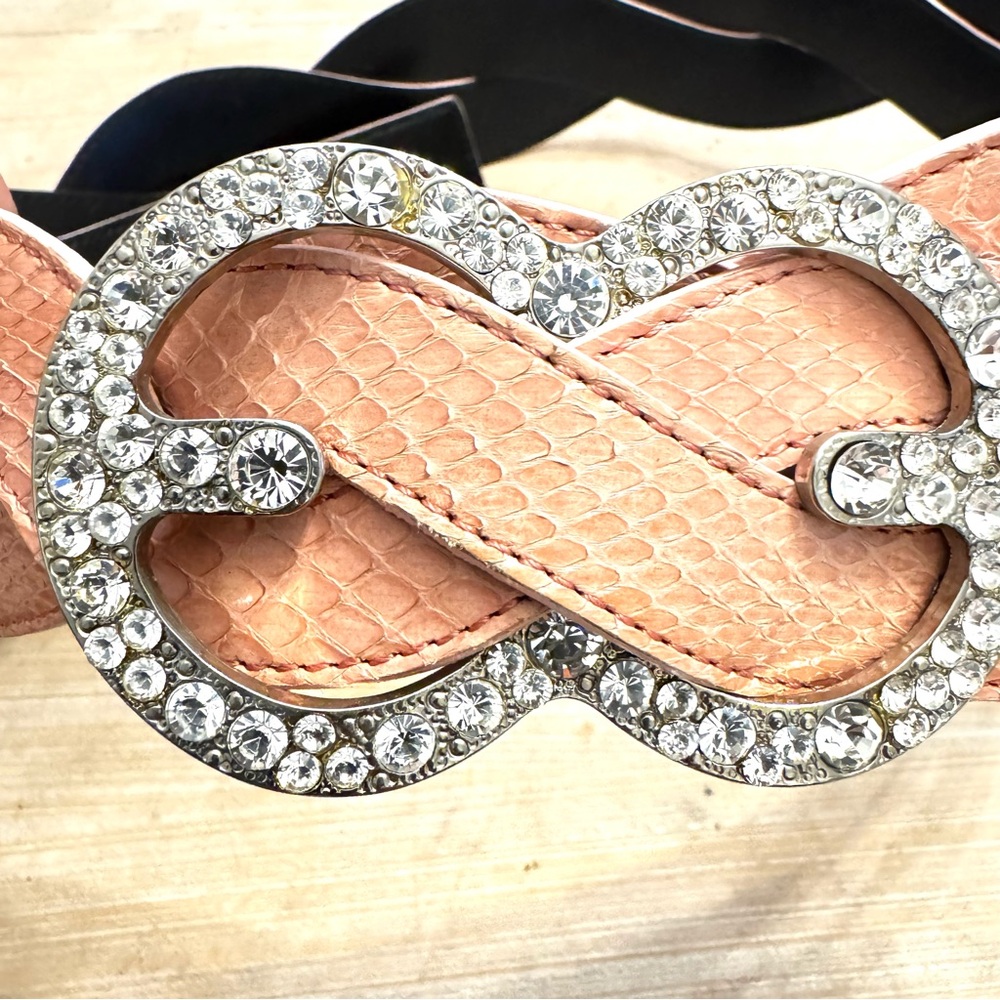 Vintage Escada Crystal Buckle Leather Belt